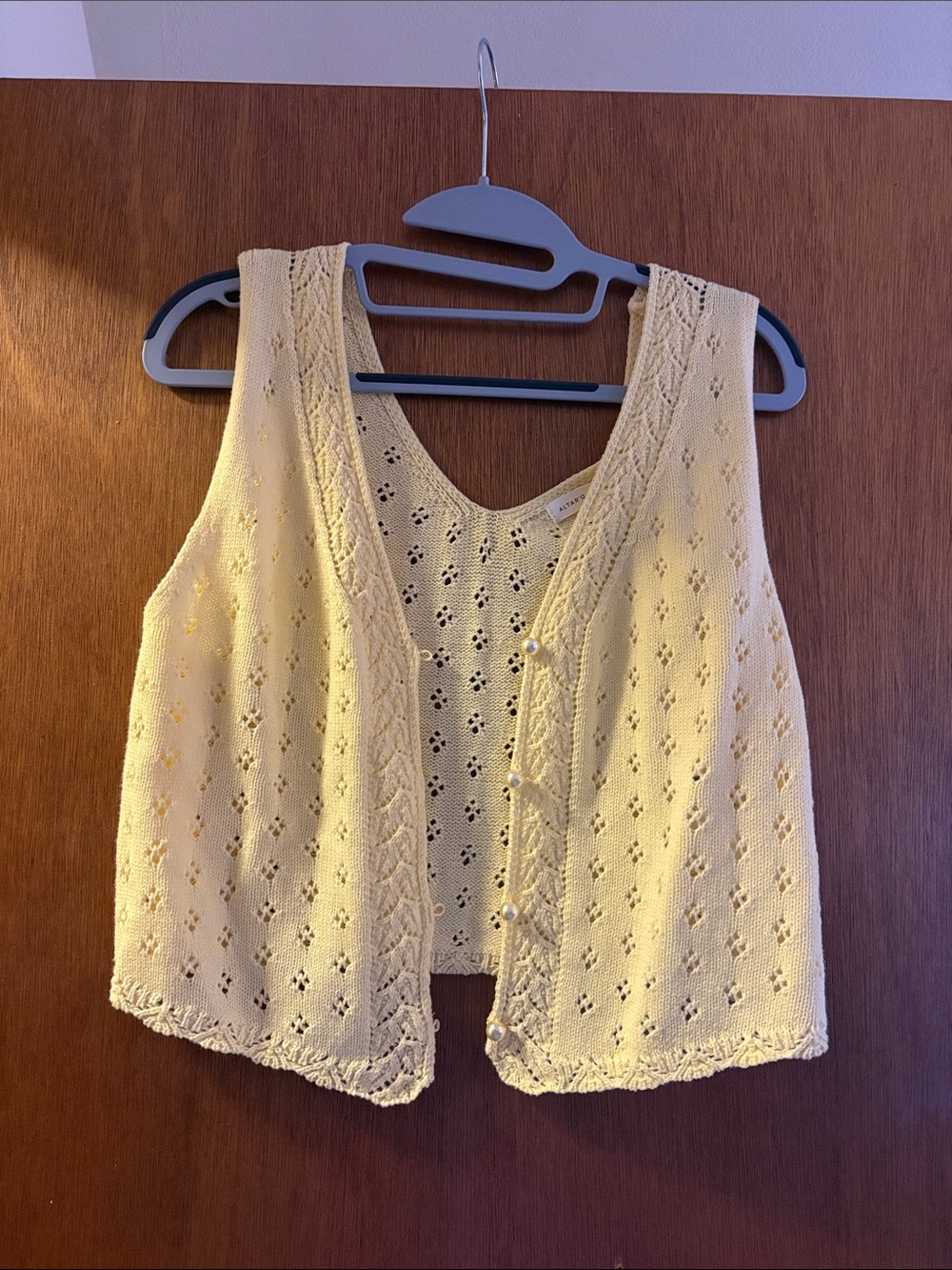 NWT! Altered State Yellow Crochet Knit Button-Front Vest Top